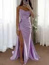 Pretty Mermaid Strapless Satin Corset Prom Dresses with Ruched #UKM020115781
