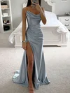 Pretty Mermaid Strapless Satin Corset Prom Dresses with Ruched #UKM020115782