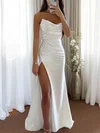 Pretty Mermaid Strapless Satin Corset Prom Dresses with Ruched #UKM020115801