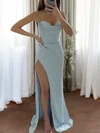 Sweetheart Corset Satin Fitted Prom Dresses with Ruched #UKM020115808