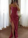 Strapless Ruched Satin Corset Prom Dresses #UKM020115810