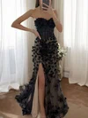 Mermaid Strapless Lace Floral Prom Dresses #UKM020115814