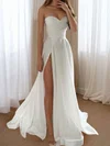 Ball Gown/Princess Sweetheart Satin Sweep Train Prom Dresses With Split Front #UKM020115815