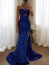 Sparkly Mermaid Halter Sequin Prom Dresses #UKM020115826