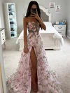 Princess Tulle Floral Prom Dresses with Slit #UKM020115832