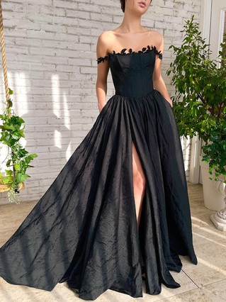 Ball Gown/Princess Sweep Train Sweetheart Satin Split Front Prom ...