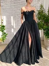 Ball Gown/Princess Off-the-shoulder Satin Sweep Train Prom Dresses With Pockets #UKM020115848