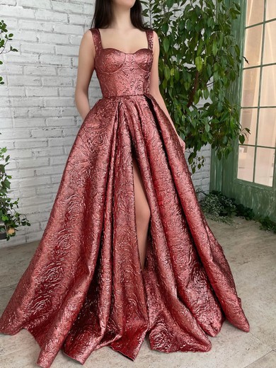 Ball Gown/Princess Sweetheart Sweep Train Prom Dresses With Pockets #UKM020115854