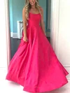 Ball Gown Scoop Neck Satin Sweep Train Prom Dresses #UKM020115963