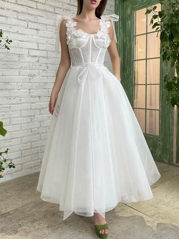 Ball Gown Sweetheart Tulle Tea-length Bow Prom Dresses #UKM020115976