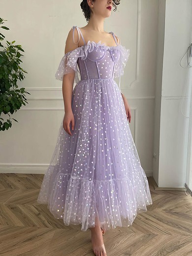 Ball Gown/Princess Ankle-length Off-the-shoulder Tulle Bow Prom Dresses #UKM020115977