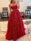 Ball Gown Straight Tulle Floor-length Sequins Prom Dresses #UKM020115980