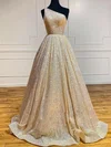 Ball Gown One Shoulder Sequined Sweep Train Prom Dresses #UKM020115993