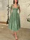 Ball Gown/Princess Sweetheart Lace Tea-length Prom Dresses With Pockets #UKM020116009