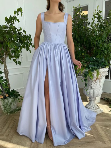 Ball Gown Square Neck Satin Corset Prom Dresses With Ruched #UKM020116017