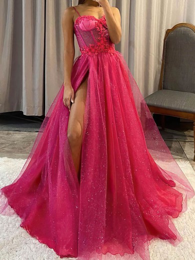 Ball Gown Sweetheart Glitter Sweep Train Beading Prom Dresses #UKM020116036