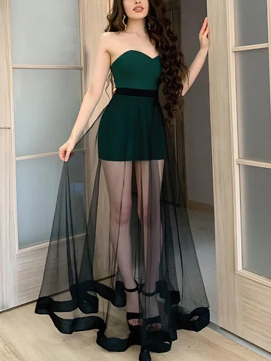 Sheath/Column Sweetheart Tulle Stretch Crepe Floor-length Sashes / Ribbons Prom Dresses #UKM020116146