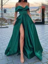 Ball Gown Off-the-shoulder Satin Prom Dresses With Ruched #UKM020116208