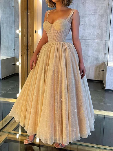 Ball Gown Sweetheart Tulle Ankle-length Corset Prom Dresses #UKM020116216