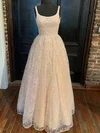 Ball Gown Scoop Neck Glitter Floor-length Prom Dresses #UKM020116374