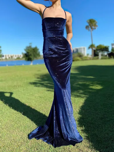 Sheath/Column Square Neck Glitter Prom Dresses #UKM020116433