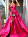 Ball Gown Sweetheart Satin Sweep Train Split Front Prom Dresses #UKM020116479