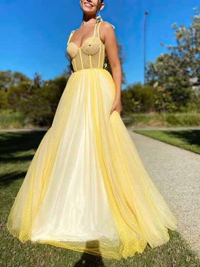 Ball Gown Sweetheart Tulle Sweep Train Prom Dresses With Bow #UKM020116498