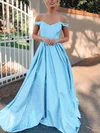 Ball Gown Off-the-shoulder Shimmer Crepe Sweep Train Prom Dresses #UKM020116535