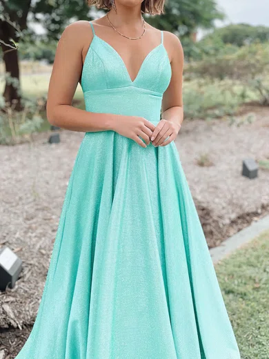 Ball Gown V-neck Glitter Prom Dresses #UKM020116539