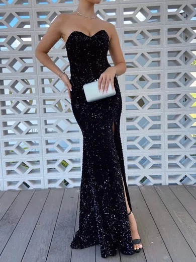 Black Cut Out Sequin Split Dress PT020116550
