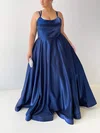 Ball Gown Scoop Neck Satin Floor-length Prom Dresses #UKM020116580