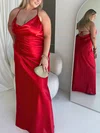 Sheath/Column Cowl Neck Silk-like Satin Floor-length Prom Dresses #UKM020116586
