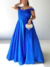Ball Gown Off-the-shoulder Satin Floor-length Ruffles Prom Dresses #UKM020116588