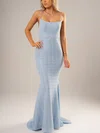 Trumpet/Mermaid Scoop Neck Lace Sweep Train Prom Dresses #UKM020116612