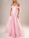 Ball Gown Off-the-shoulder Satin Sweep Train Bow Prom Dresses #UKM020116683
