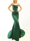 Trumpet/Mermaid Cowl Neck Silk-like Satin Sweep Train Prom Dresses #UKM020116711