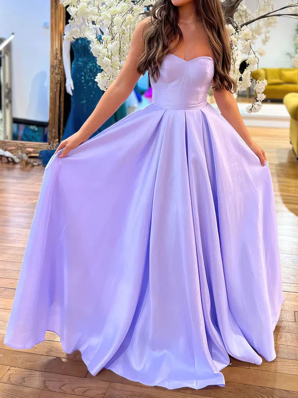 Ball Gown Satin Floor-length Strapless Prom Dresses #UKM020116747