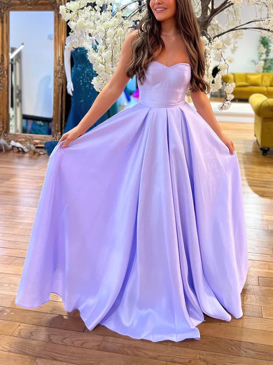 Ball Gown Sweetheart Satin Floor-length Prom Dresses #UKM020116747