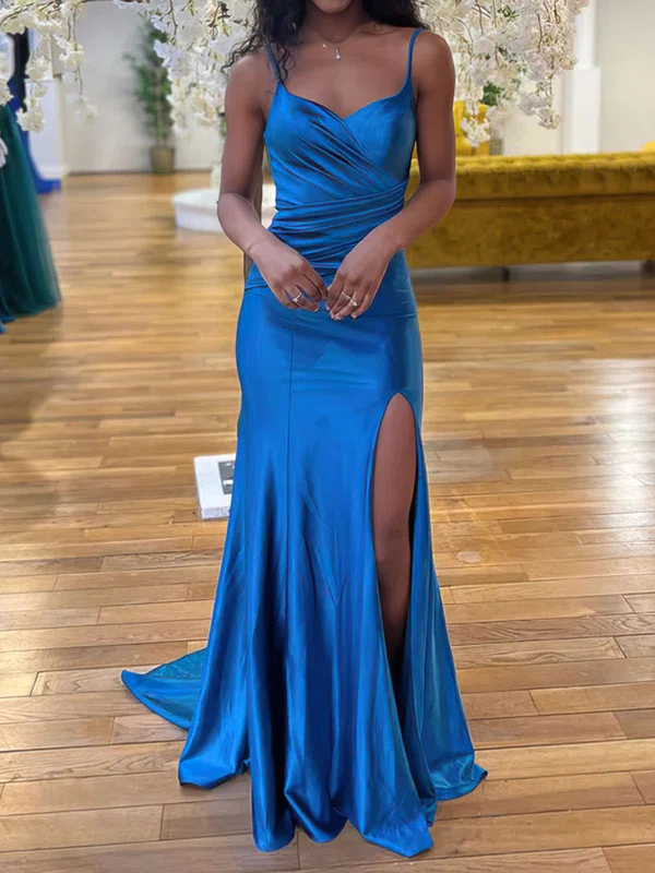 Mermaid Sweetheart Satin Prom Dresses With Ruched #UKM020116765