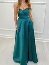 Ball Gown Satin Floor-length Strapless Prom Dresses #UKM020116808