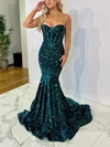 Trumpet/Mermaid Sweetheart Velvet Sequins Sweep Train Prom Dresses #UKM020116824