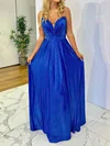 A-line V-neck Floor-length Sparkly Prom Dresses #UKM020116847