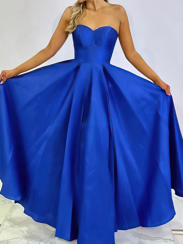 Ball Gown Satin Floor-length Strapless Prom Dresses #UKM020116859