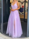Ball Gown V-neck Tulle Corset Prom Dresses With Appliques #UKM020116876
