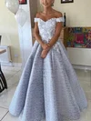 Ball Gown Off-the-shoulder Satin Floor-length Prom Dresses With Appliques Lace #UKM020116883