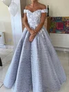 Ball Gown Off-the-shoulder Satin Prom Dresses With Appliques #UKM020116883