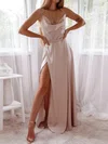 A-line Cowl Neck Satin Floor-length Bridesmaid Dress #UKM010020116965