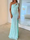 Sheath/Column One Shoulder Sweep Train Evening Dresses With Split Front PT020117044