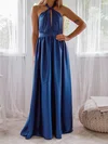 A-line Halter Satin Floor-length Evening Dresses PT020117080