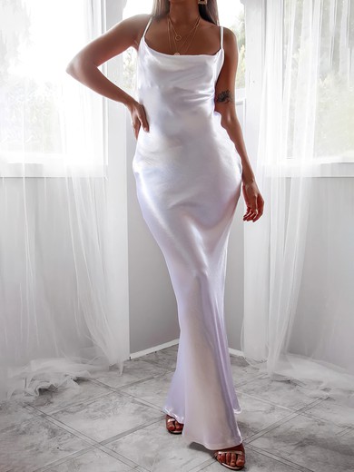Sheath/Column Cowl Neck Satin Floor-length Bridesmaid Dress #UKM010020117126